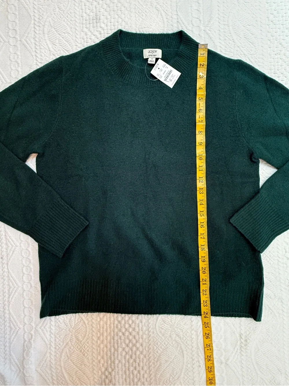 NWT J Crew Extra Soft Crewneck Sweater Green Wool Blend Women’s Medium M